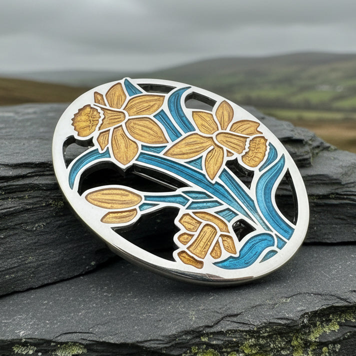 Daffodils of Wales Brooch in pewter