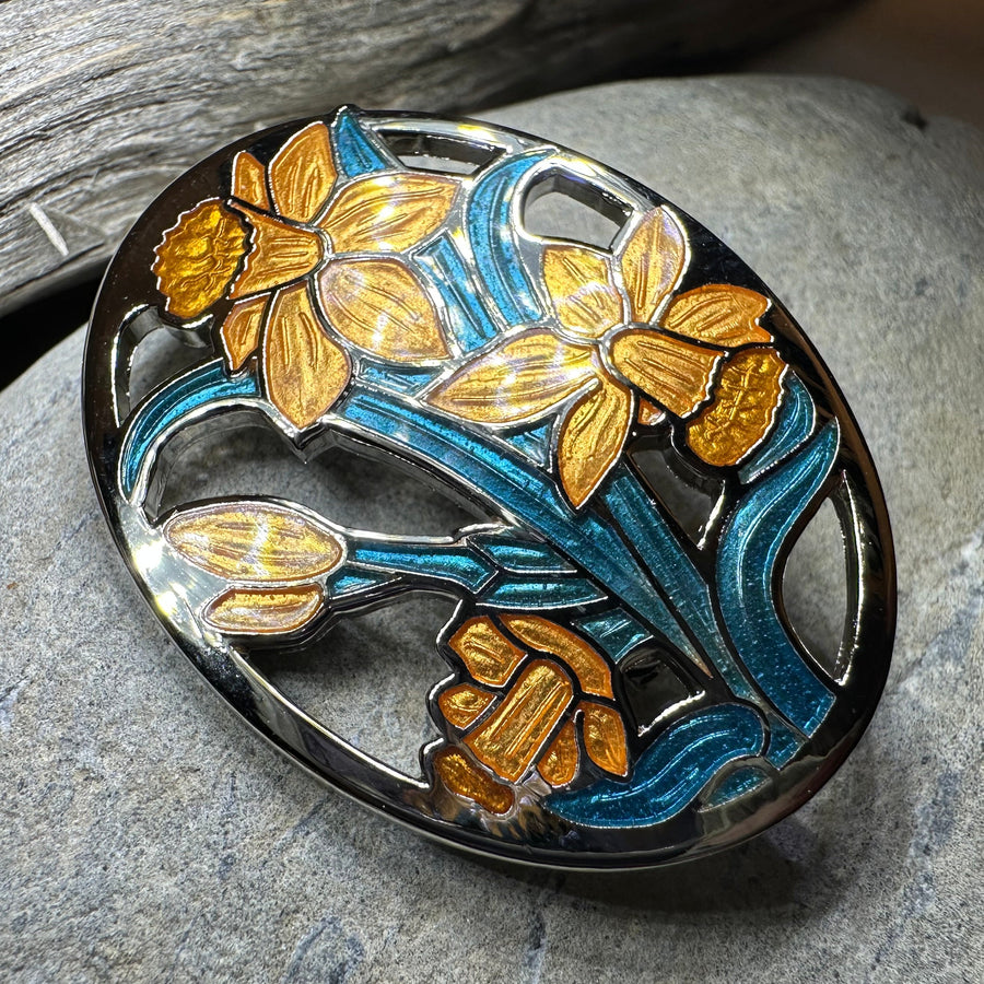 Daffodils of Wales Brooch