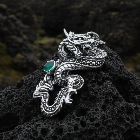 Avrae Marcasite Dragon Necklace in Sterling Silver