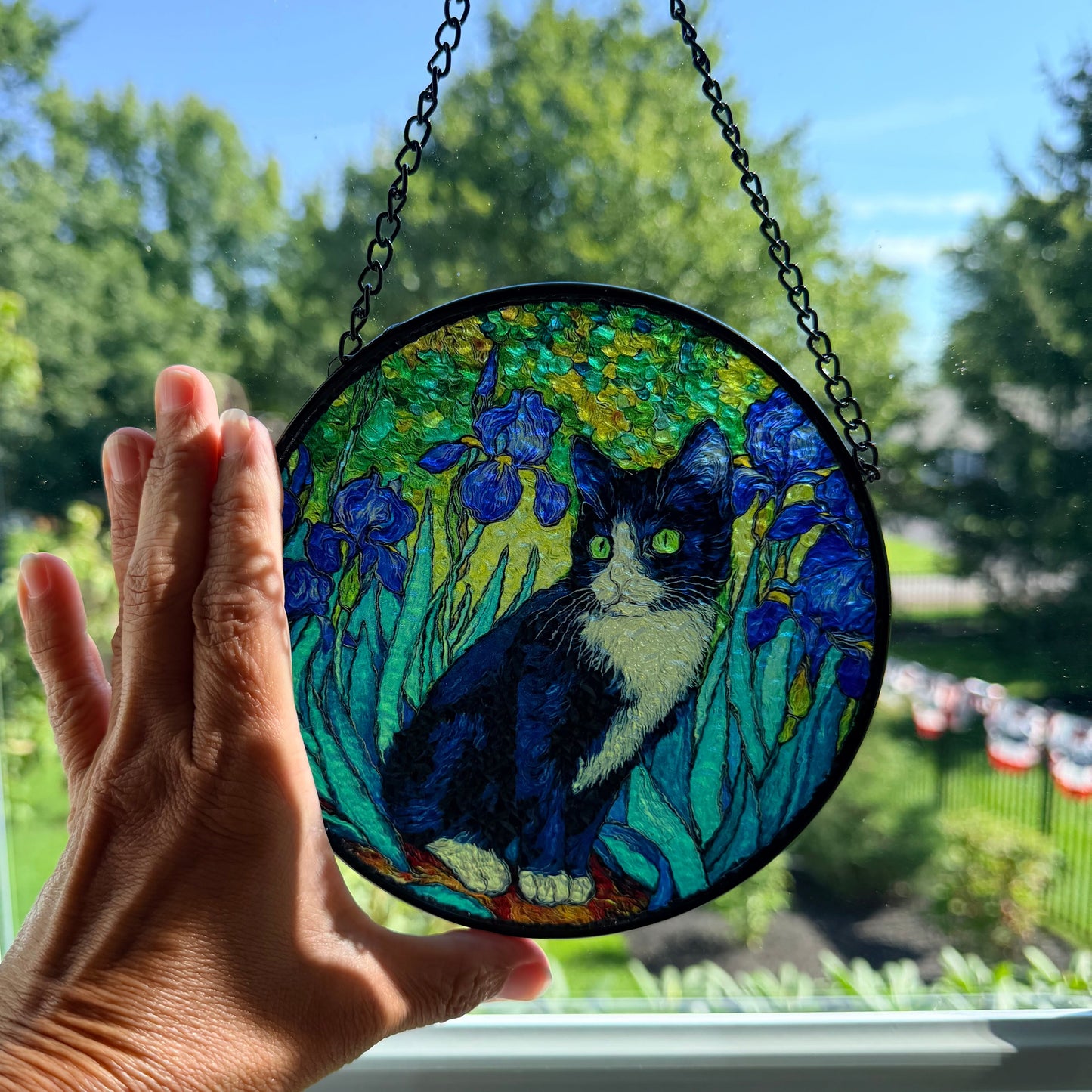 Van Gogh Iris Cat Suncatcher