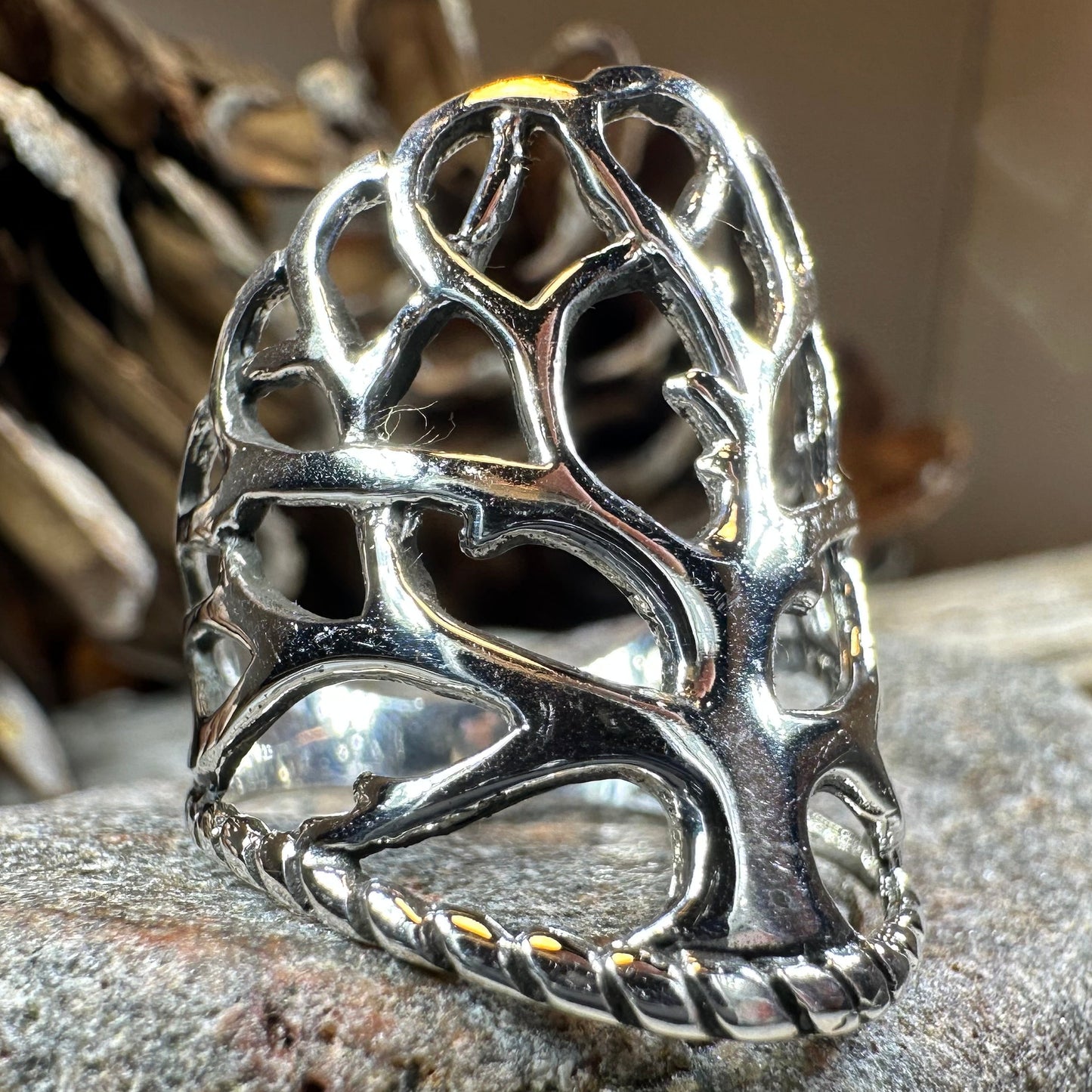 Áedh Celtic Tree of Life Ring in Sterling Silver — view 6