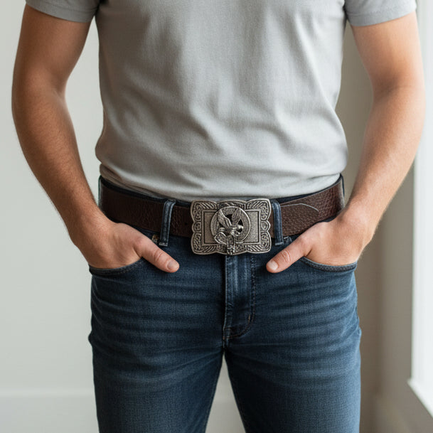 Celtic Eagle Kilt Belt Buckle - Handmade in Scotland