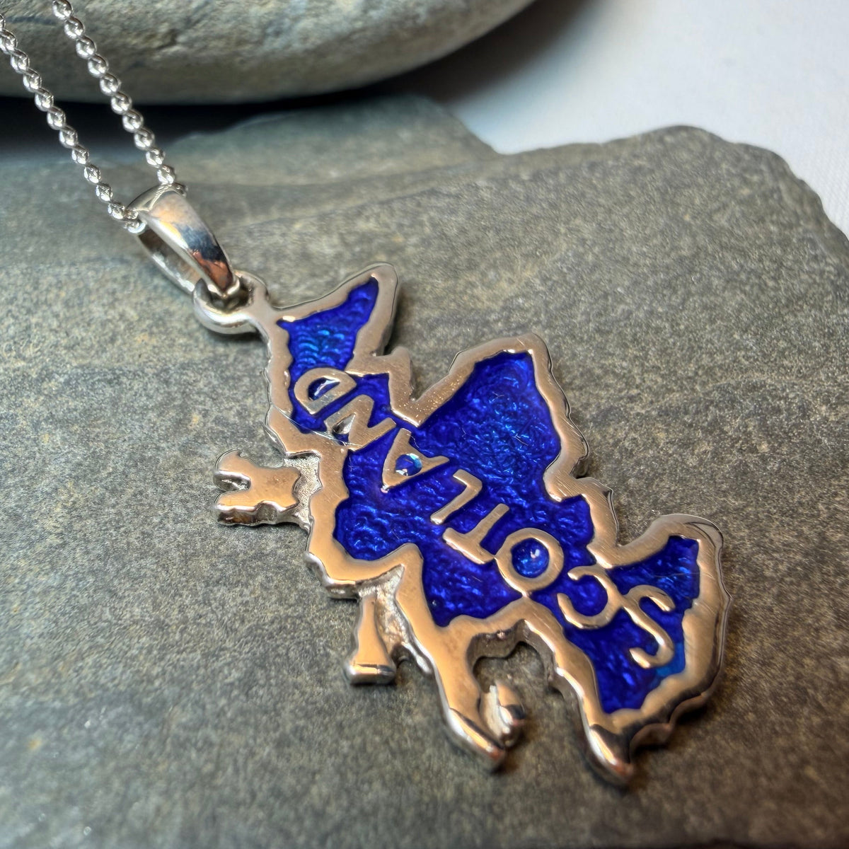 Scottish Blue Scotland Map Necklace - Handmade in Scotland