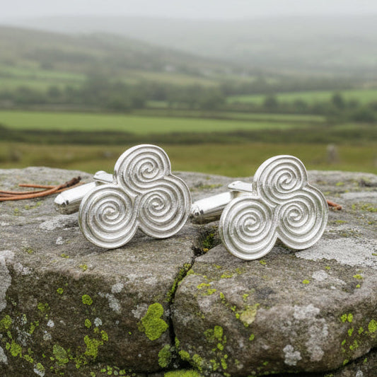 Artisan Newgrange Triple Spiral Cufflinks - Made in Ireland