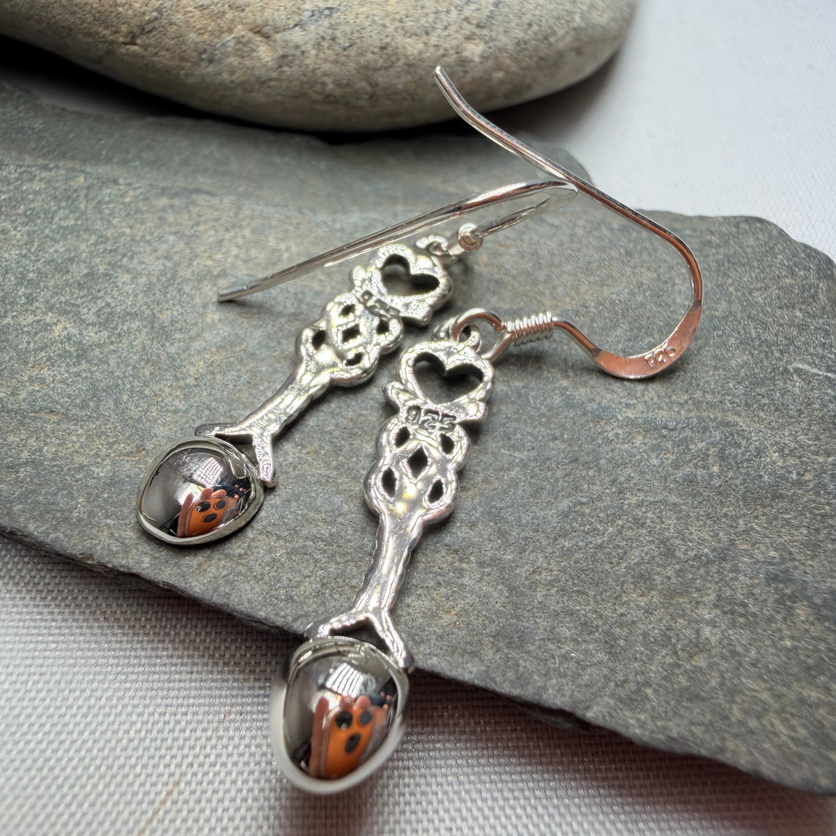 True Love Welsh Love Spoon Earrings in Sterling Silver