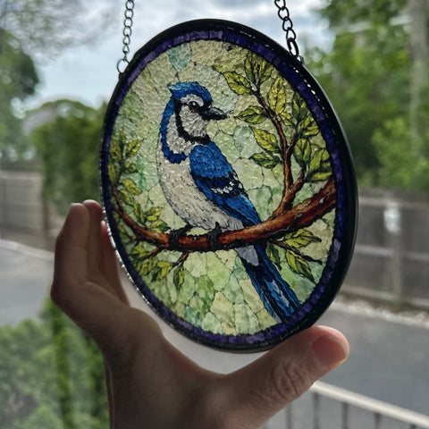 Load image into Gallery viewer, Summer Blue Jay Suncatcher
