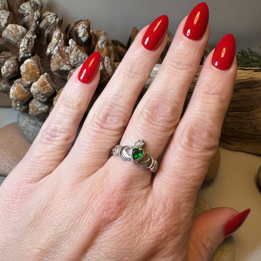 Irish Claddagh Trinity Knot Ring in Sterling Silver — view 7