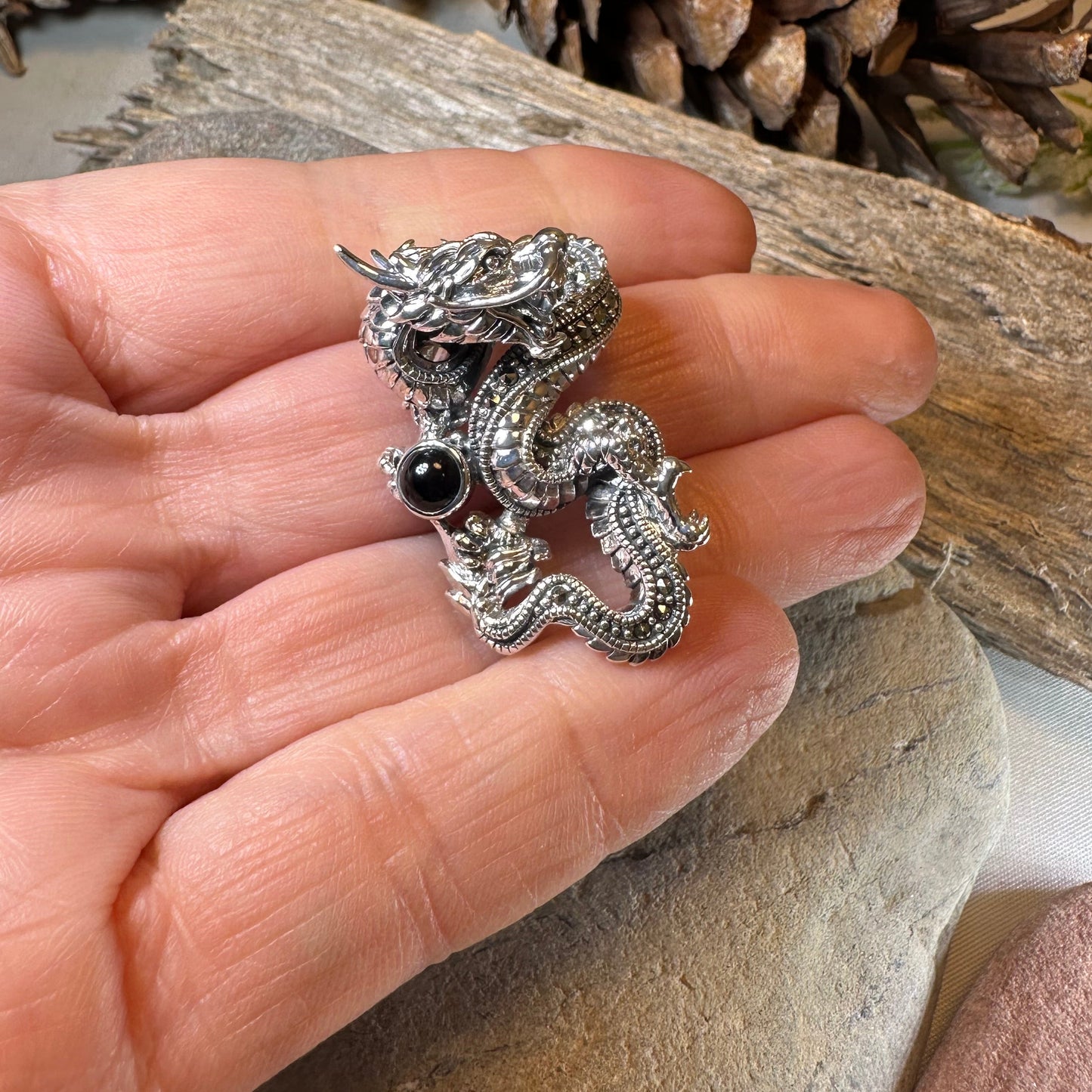 Celtic Rising Dragon Brooch in Sterling Silver