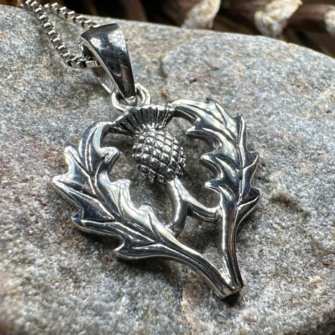 Load image into Gallery viewer, Aberdeen Scottish Thistle Necklace in Sterling Silver
