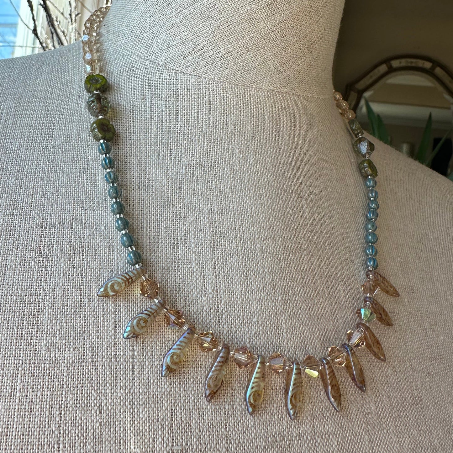 Peacock Crystal Necklace — view 8