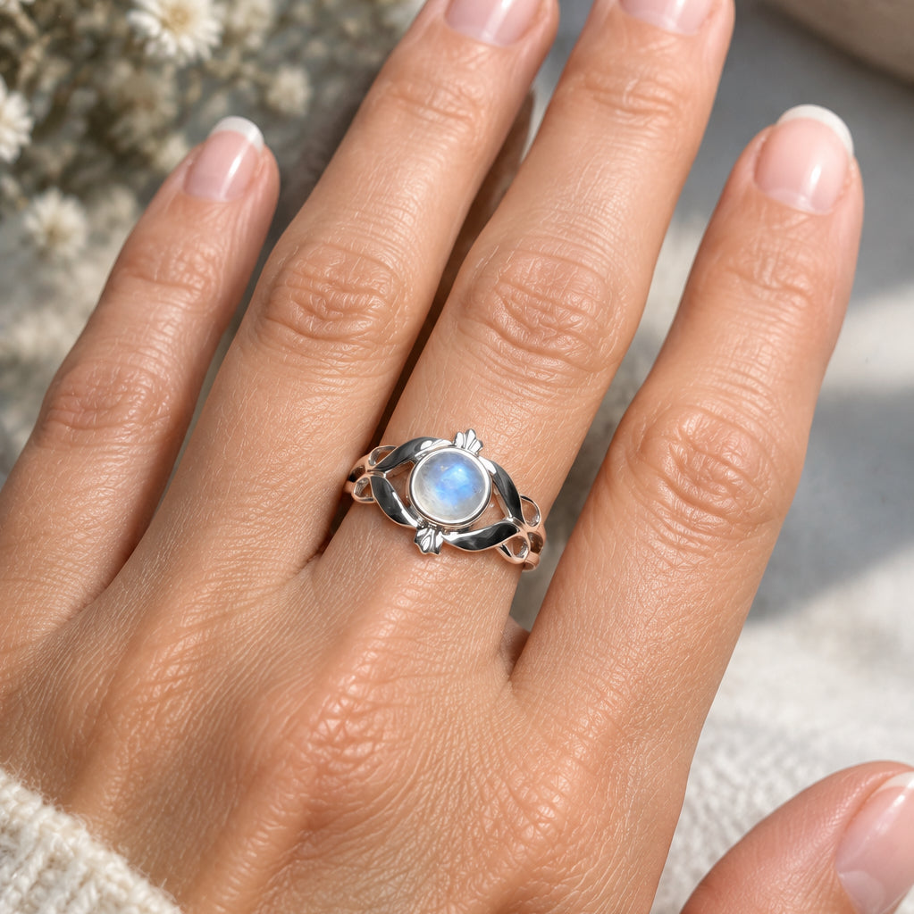 Morgan Moonstone Ring in Sterling Silver