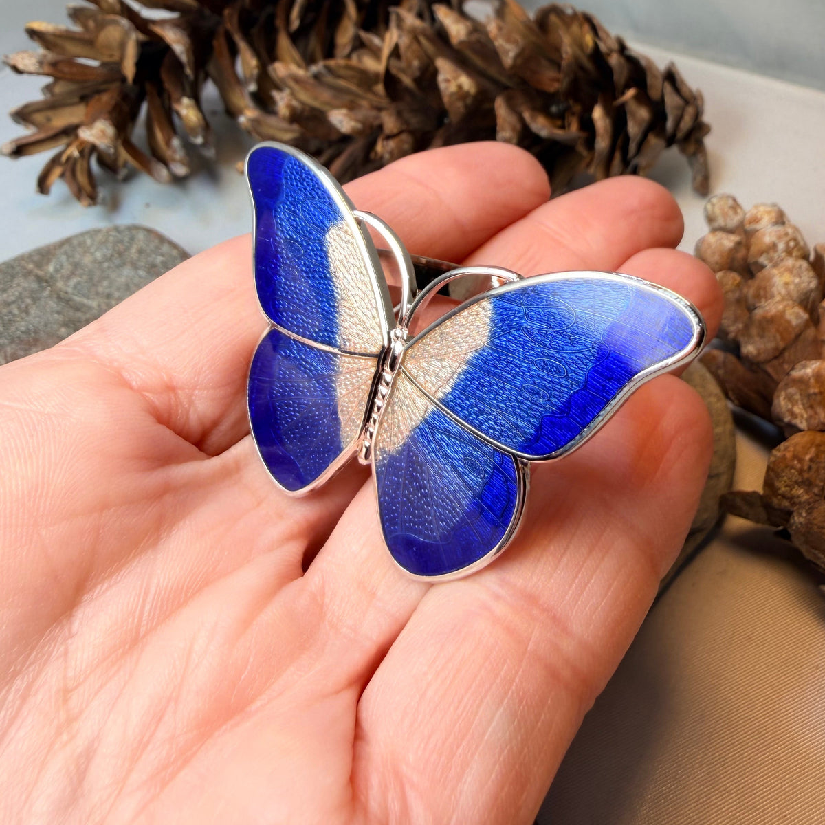 Enamel Soft Hue Butterfly Scarf Ring