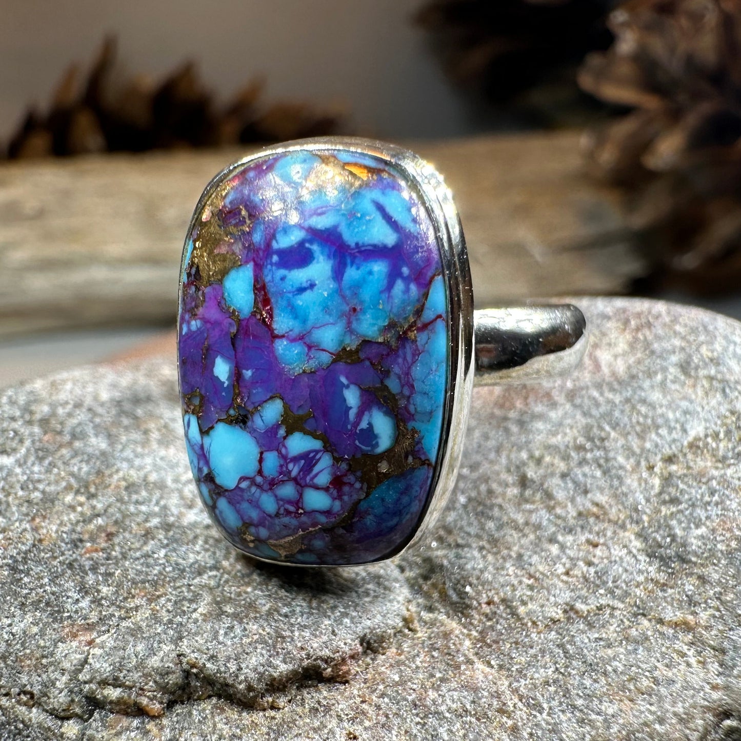 Purple Dahlia Turquoise Ring in Sterling Silver