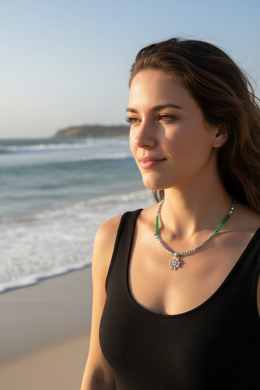 Calm Seas Ship's Wheel Necklace