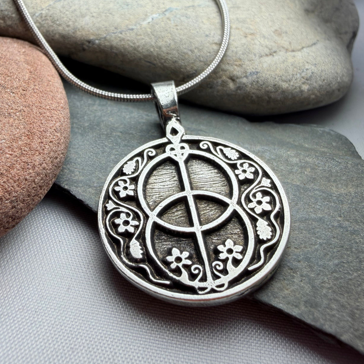 Pewter Interconnected Chalice Well Necklace - Handmade in the U.S.A.