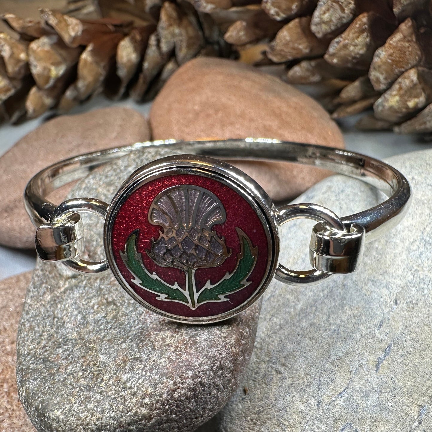 Enamel Scottish Thistle Bracelet for Women