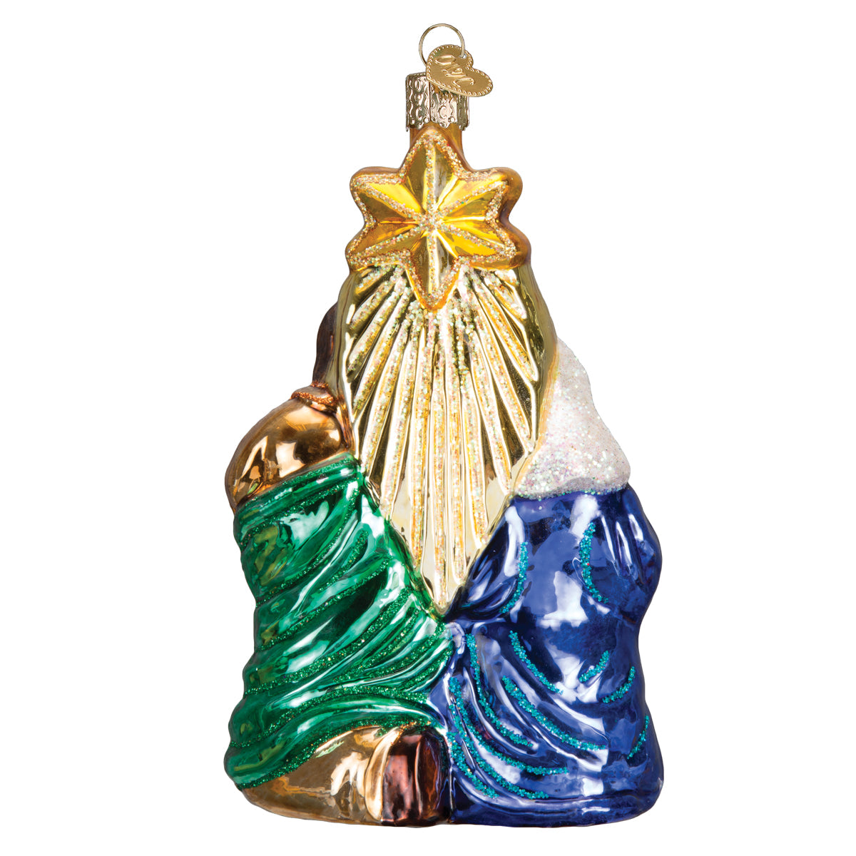 Holy Family With Star Christmas Ornament - Handblown Glass