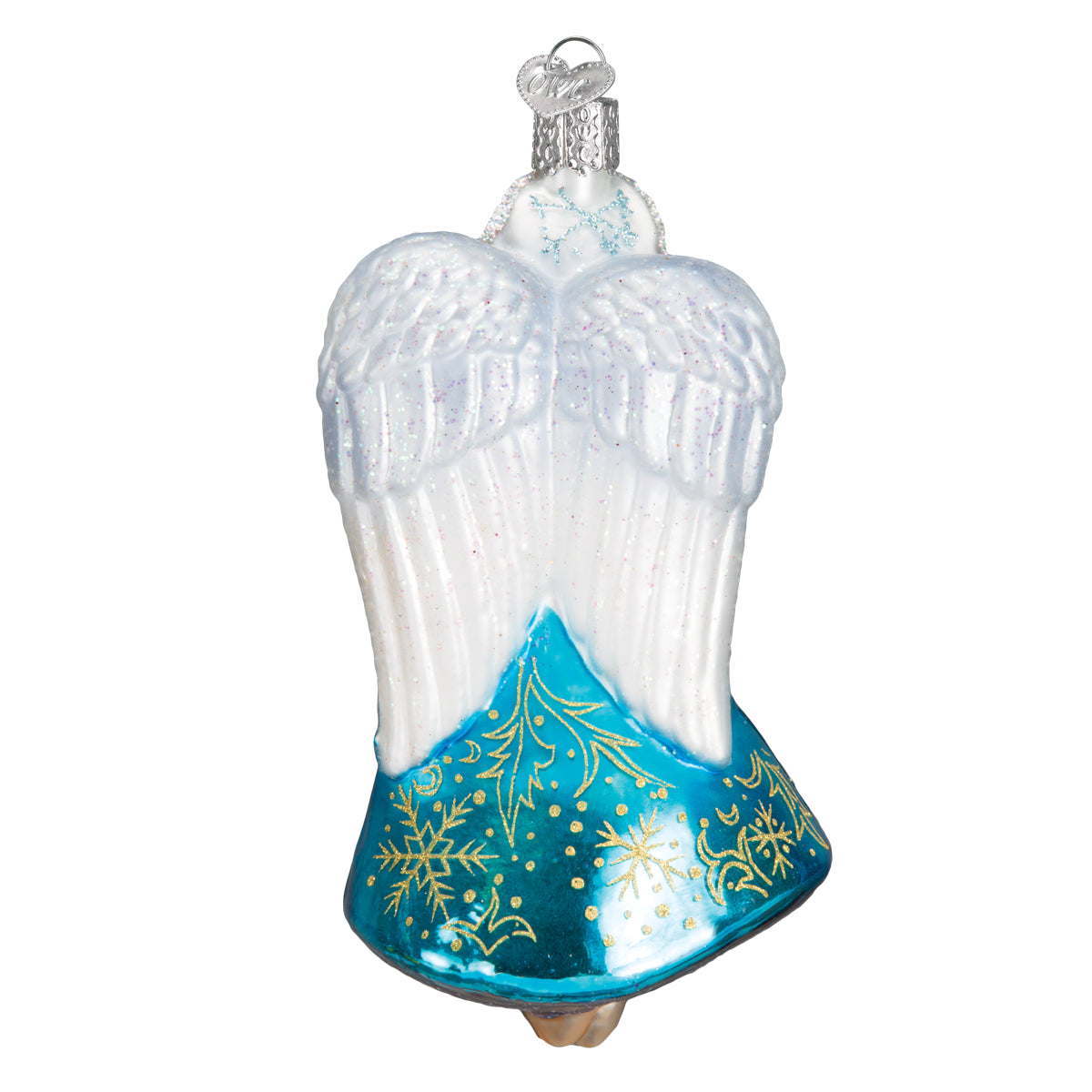 Glistening Snowflake Angel Ornament - Handblown Glass