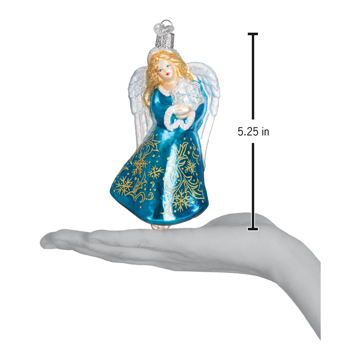 Glistening Snowflake Angel Ornament - Handblown Glass