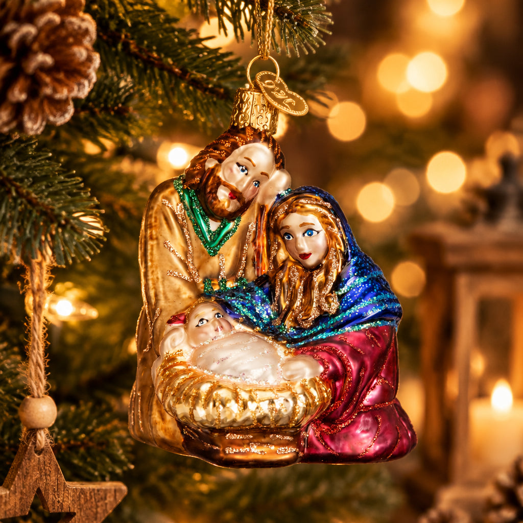 Holy Family Ornament - Handblown Glass