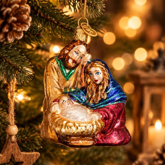 Holy Family Ornament - Handblown Glass