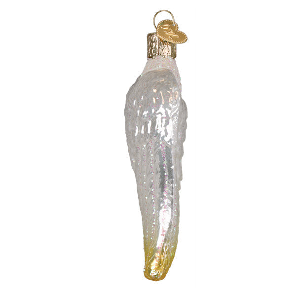 Sterling Angel Wings Ornament - Handblown Glass