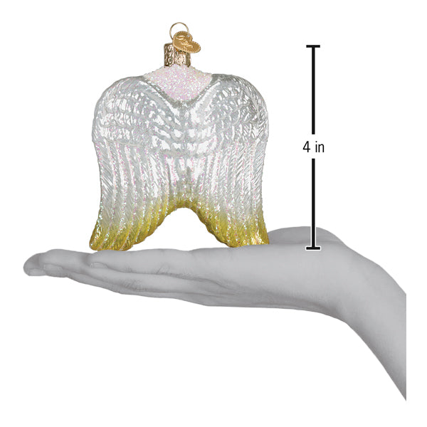 Sterling Angel Wings Ornament - Handblown Glass