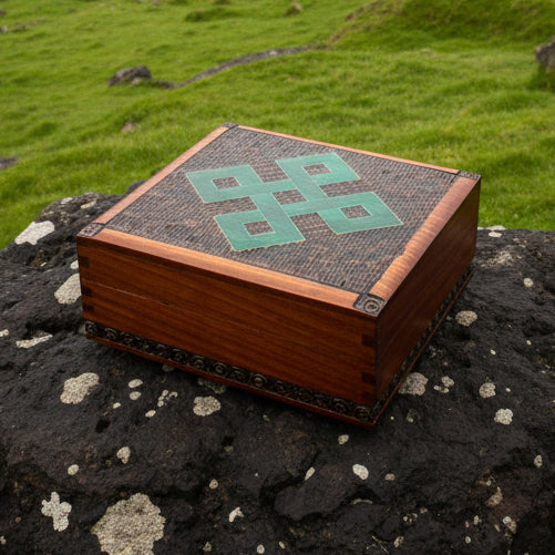 Celtic Four Corner Knot Keepsake Box - Handmade Wooden Box