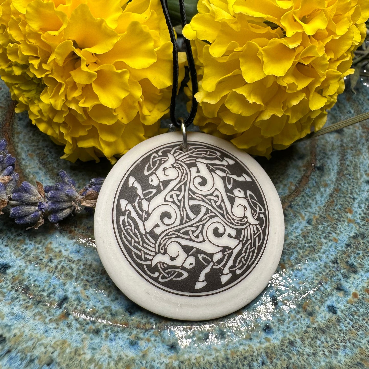 Artisan Celtic Triple Horse Necklace - Handmade in the U.S.A.