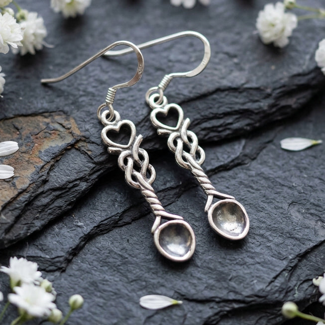 True Love Welsh Love Spoon Earrings in Sterling Silver