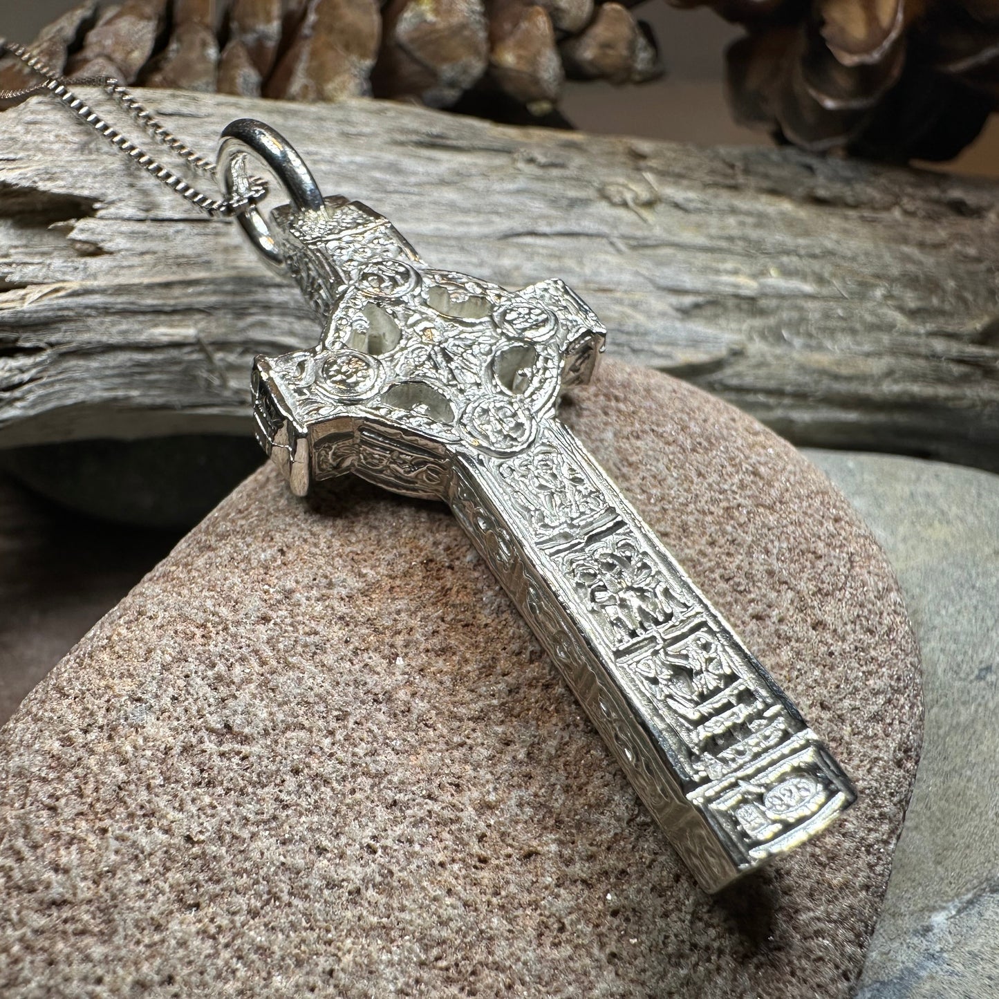 Artisan Irish Clonmacnoise Cross Necklace - Made in Ireland — view 12