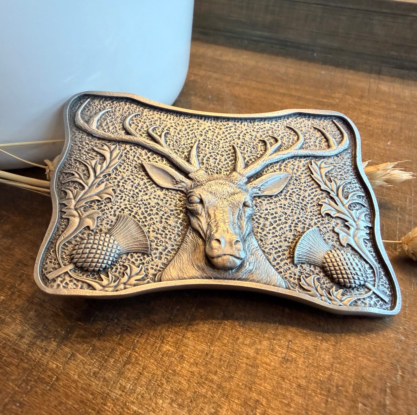 Thistle & Stag Kilt Belt Buckle - Handmade in Scotland
