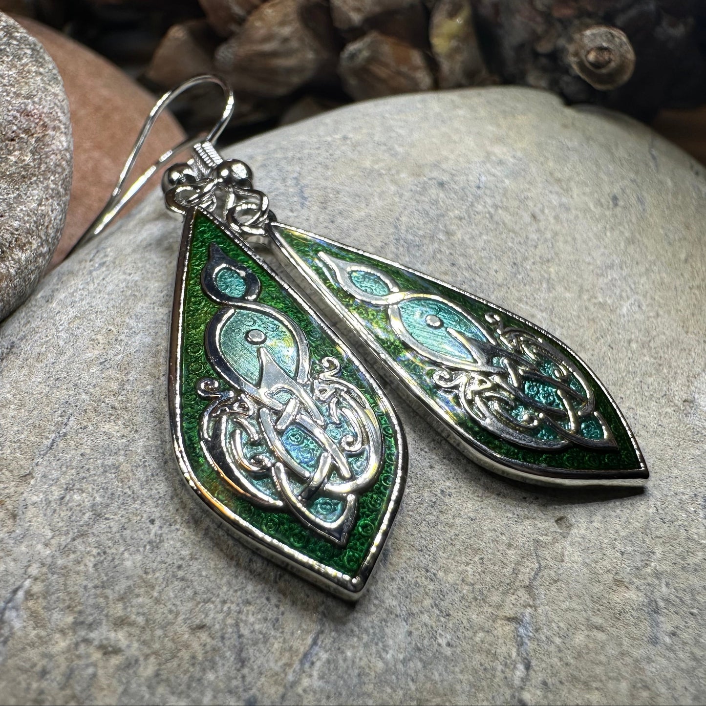 Aura Enamel Celtic Teardrop Earrings
