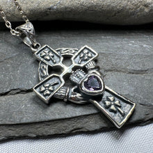 Load image into Gallery viewer, Irish Love Shamrock Claddagh Cross Necklace
