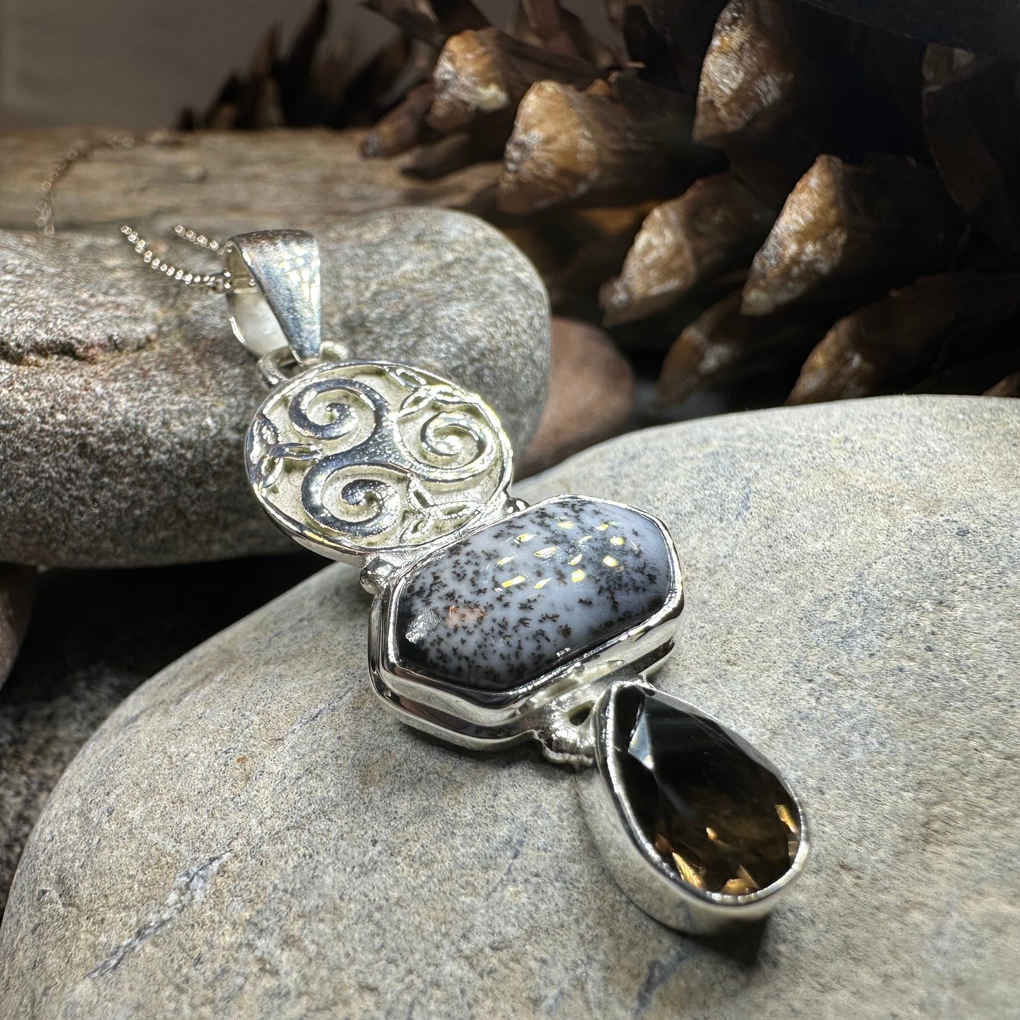 Abria Celtic Spiral Necklace in Sterling Silver