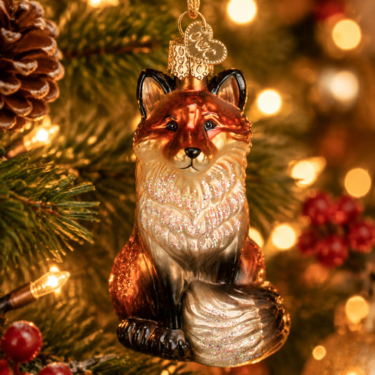 Fox Ornament - Handblown Glass
