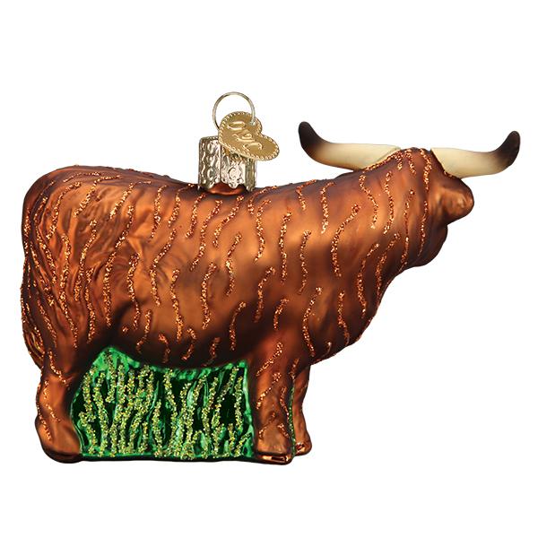 Scottish Highland Cow Christmas Ornament - Handblown Glass