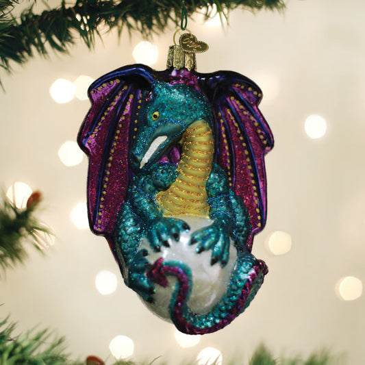 Fantasy Dragon Ornament - Handblown Glass