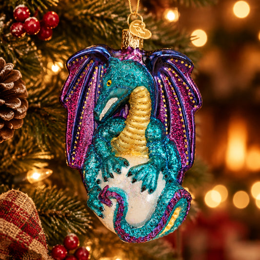 Fantasy Dragon Ornament - Handblown Glass