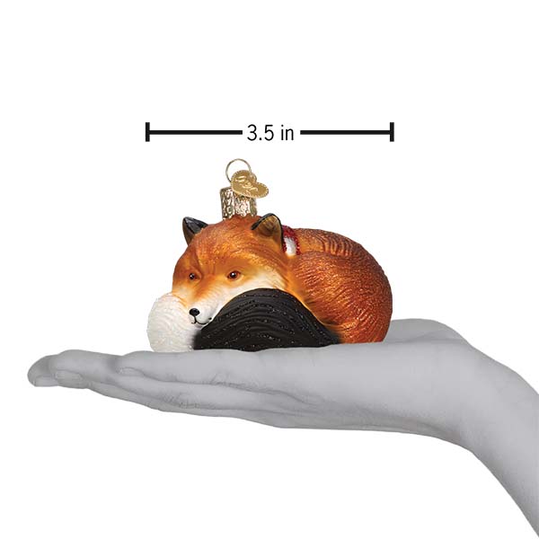 Cozy Fox Ornament - Handblown Glass