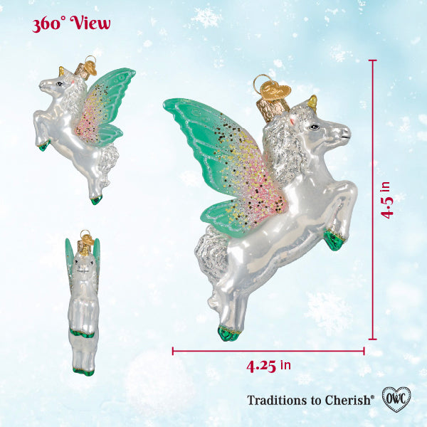 Radiant Pegasus Ornament - Handblown Glass