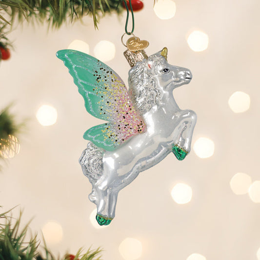 Radiant Pegasus Ornament - Handblown Glass
