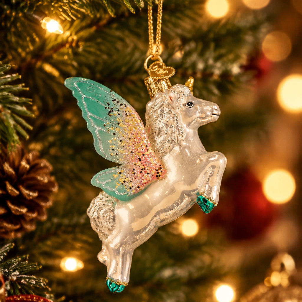 Radiant Pegasus Ornament - Handblown Glass