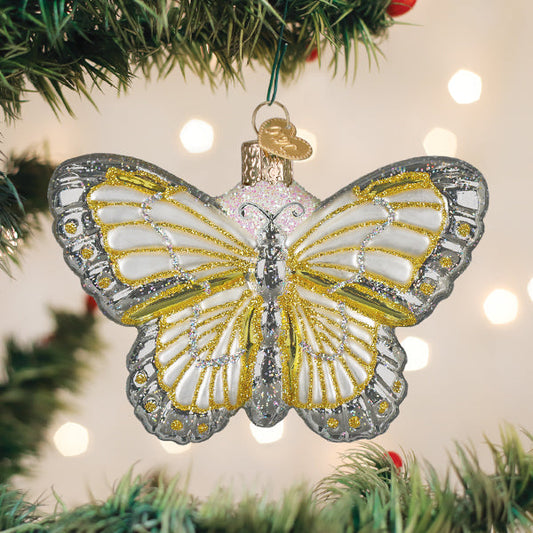 Sterling Butterfly Ornament - Handblown Glass