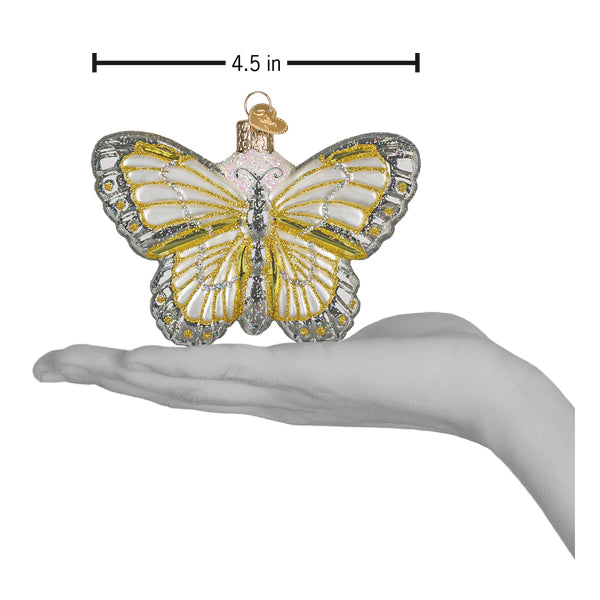 Sterling Butterfly Ornament - Handblown Glass