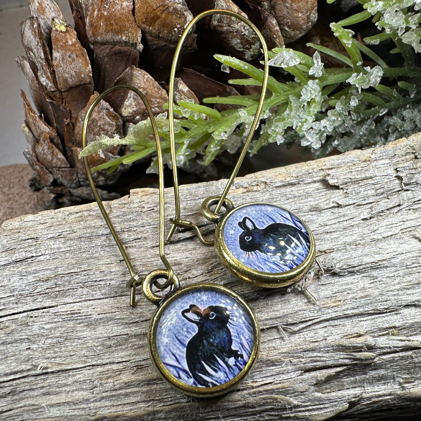 Twilight Rabbit Art Earrings