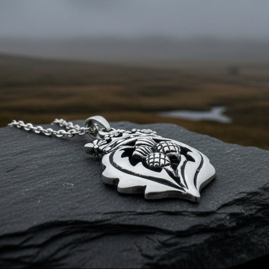 Double Thistle Scottish Luckenbooth Necklace in Sterling Silver — view 6