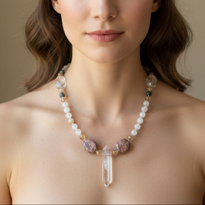 Celtic Mystic Crystal Necklace in garnet