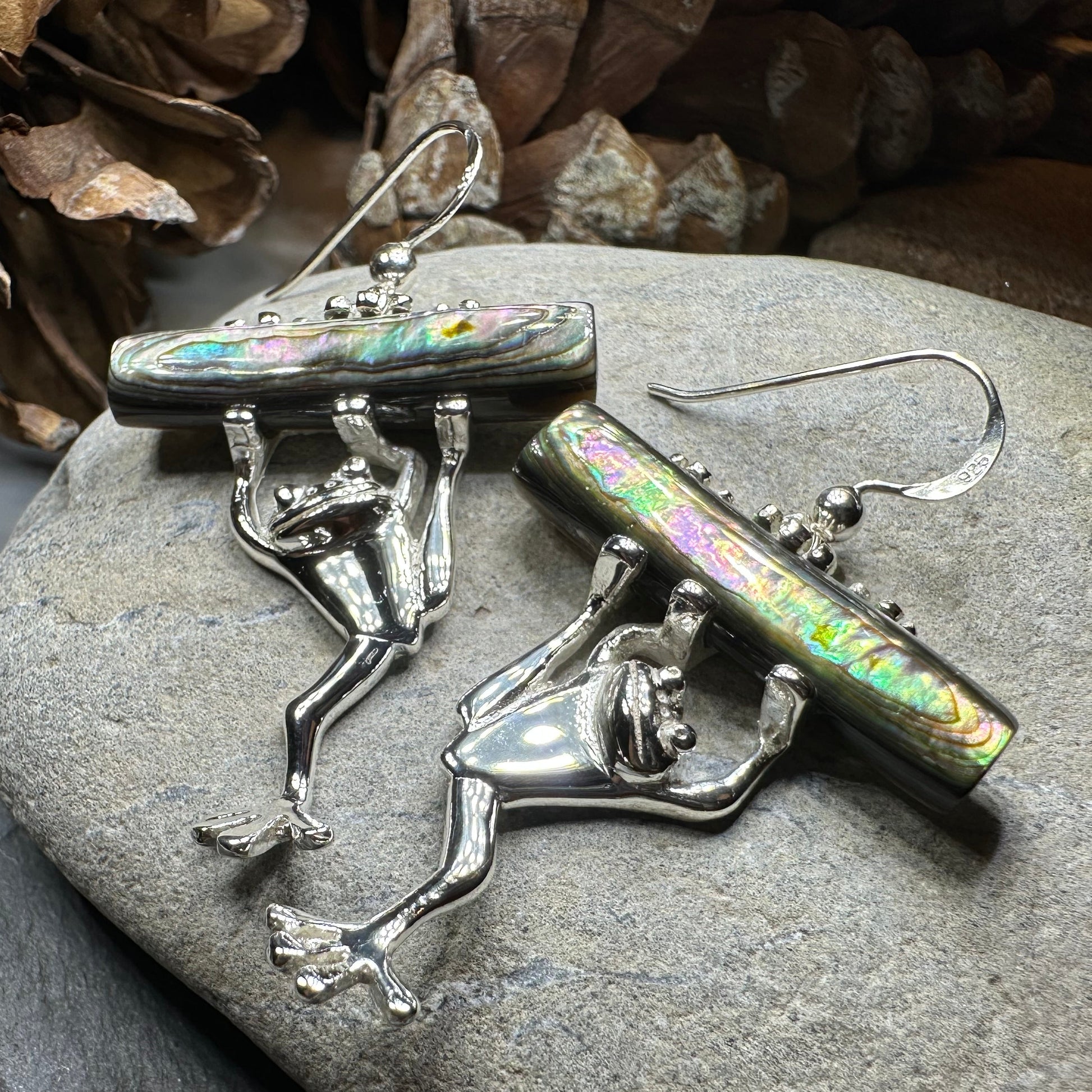 Abalone Frog Earrings — view 9