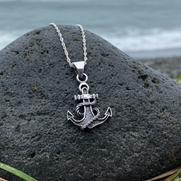 Pittenweem Petite Anchor Necklace in Sterling Silver